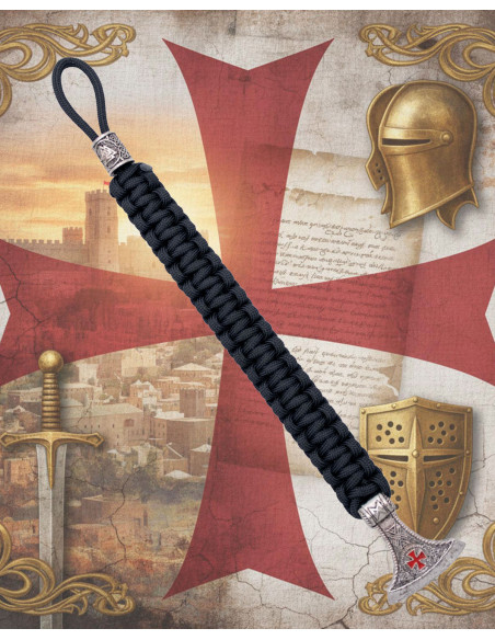 Black paracord bracelet with Templar... Black paracord bracelet with Templar...