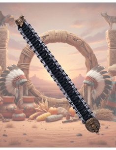 Paracord bracelet with Indian skull metal clasp