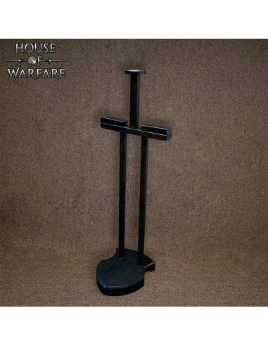 Wooden support for armor, blackened finish