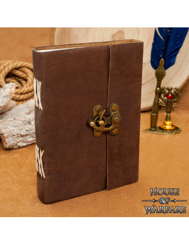 Medieval leather journal with a handmade brown leather cover