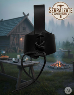 Viking horn holder for carrying a horn, black