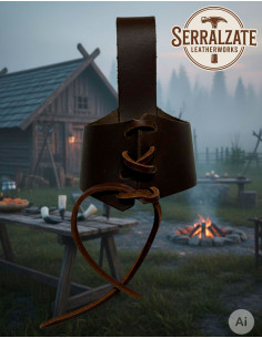 Viking horn holder for carrying a horn, brown