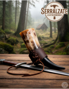 Viking horn holder for carrying a horn, brown 2