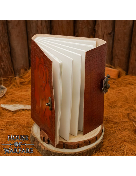 Medieval leather-bound journal with... Medieval leather-bound journal with...