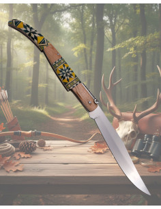 Third ratchet pocket knife with Maple Wood handle inlaid... 2