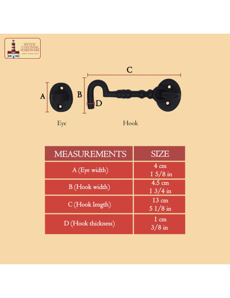 Black Medieval Hook Latch for Door