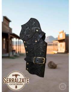 Deluxe Western Revolver Cartridge Holder Case, Black