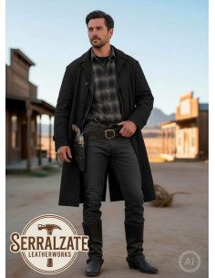 Deluxe Western Revolver Cartridge Holder Case, Black 2