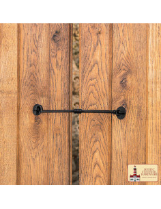 Rustic latch with hook and eye for wooden door