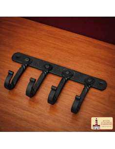 Rustic coat rack with 4 handcrafted forged hooks 2