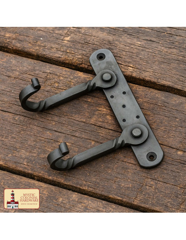 Rustic coat rack with double hook for wall mounting