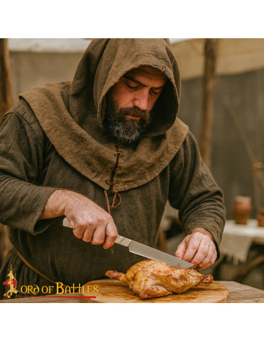 Medieval kitchen knife with bone handle, 27 cm.