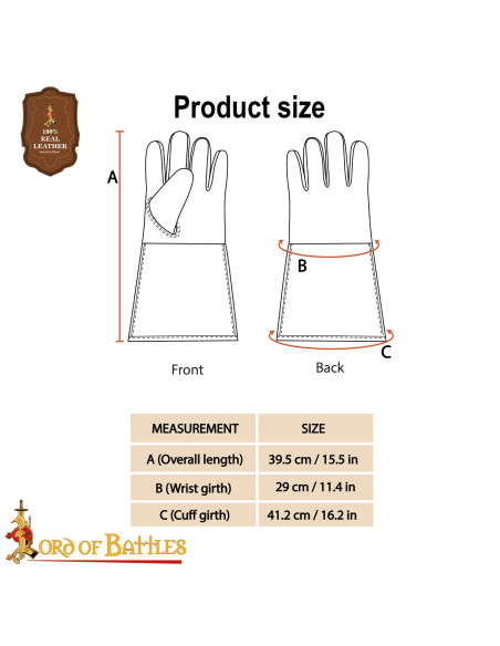 Medieval suede leather gloves, brown...