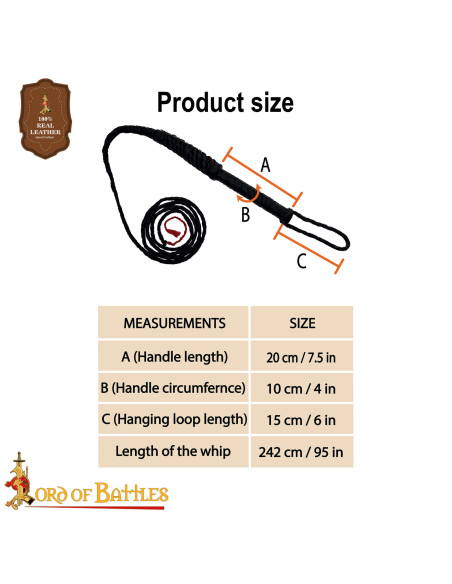 Medieval black leather whip... Medieval black leather whip...