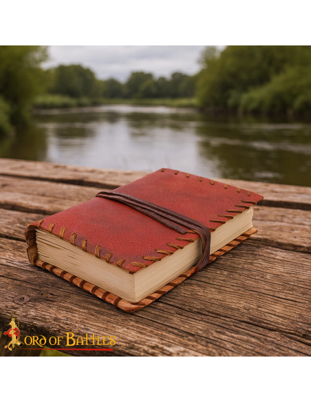 Medieval diary with leather cover and...
