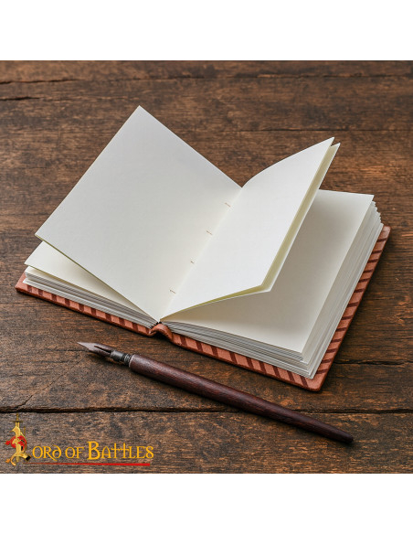 Medieval diary with leather cover and...