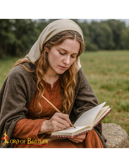 Medieval diary with leather cover and...