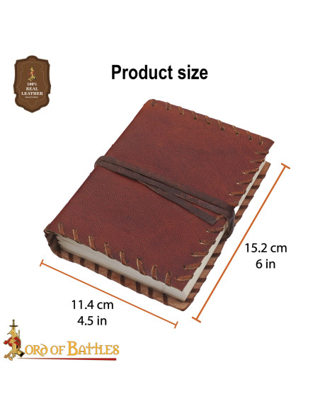 Medieval diary with leather cover and...