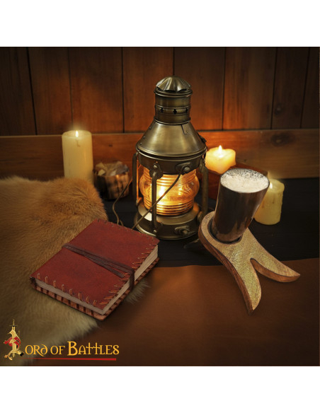 Medieval diary with leather cover and...