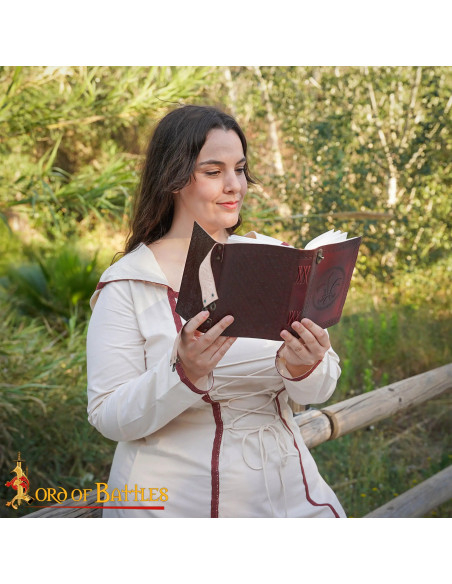 Medieval leather-bound diary with...