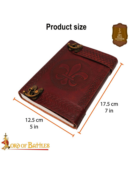 Medieval leather-bound diary with...