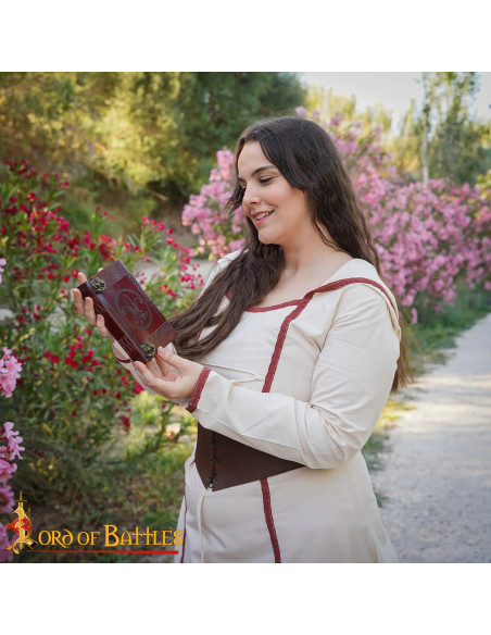 Medieval leather-bound diary with...