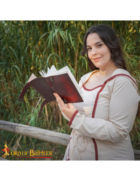 Medieval leather-bound diary with...