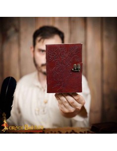 Medieval leather cover notebook with Tree of Wisdom design