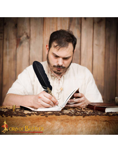 Medieval leather cover notebook with... Medieval leather cover notebook with...