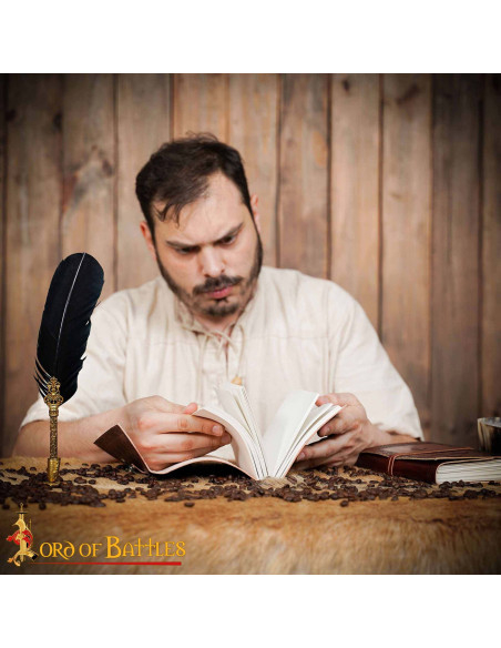 Medieval leather cover notebook with... Medieval leather cover notebook with...