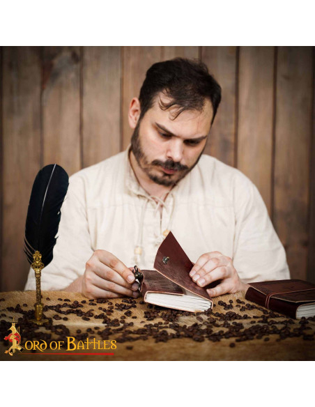 Medieval leather cover notebook with... Medieval leather cover notebook with...