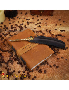 Medieval leather cover diary with fantasy character design