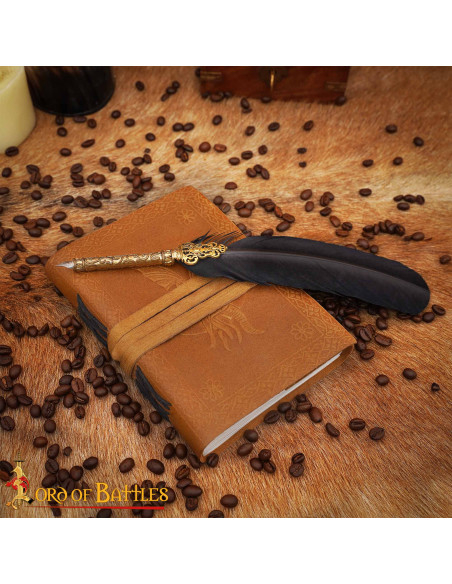 Medieval leather cover diary with... Medieval leather cover diary with...