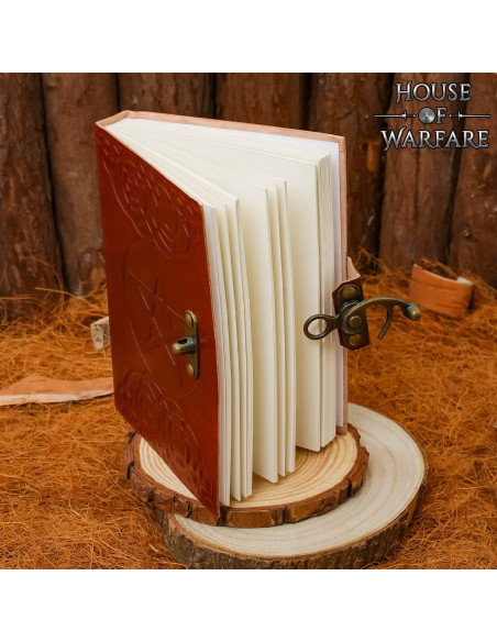 Medieval leather cover notebook with... Medieval leather cover notebook with...