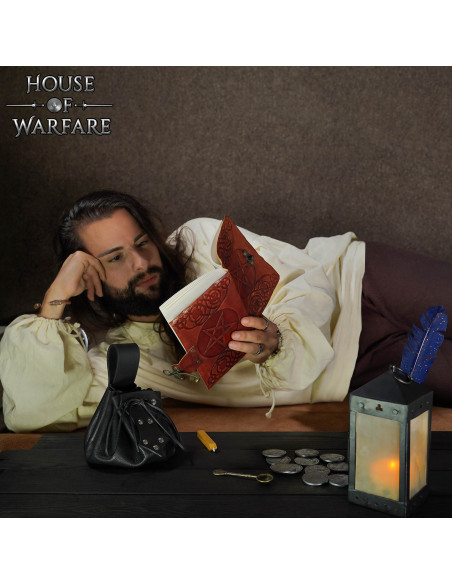 Medieval leather cover notebook with... Medieval leather cover notebook with...