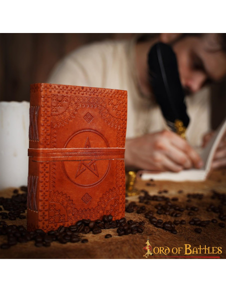 Medieval leather cover notebook with...