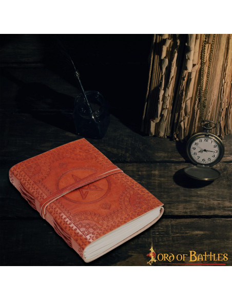 Medieval leather cover notebook with...