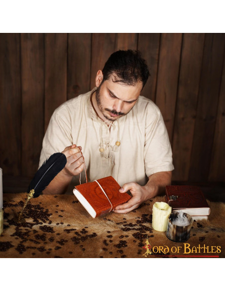 Medieval leather cover notebook with...