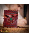 Medieval diary with leather cover and embedded stone