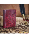 Medieval leather cover notebook with embossed leaf design