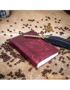 Medieval leather cover notebook with embossed leaf design 2