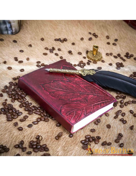 Medieval leather cover notebook with...