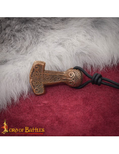 Viking Pendant Mjölnir in cast bronze, leather cord 2