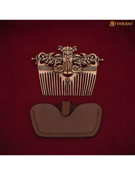 Bronze Viking comb with leather... Bronze Viking comb with leather...