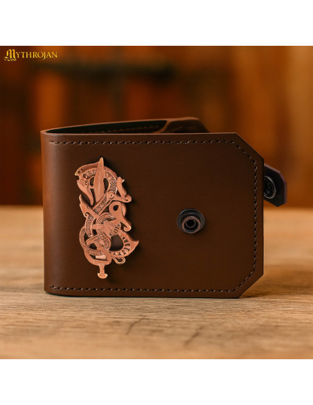 Leather wallet with cast bronze... Leather wallet with cast bronze...