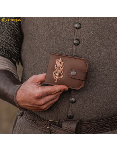 Leather wallet with cast bronze decoration 2