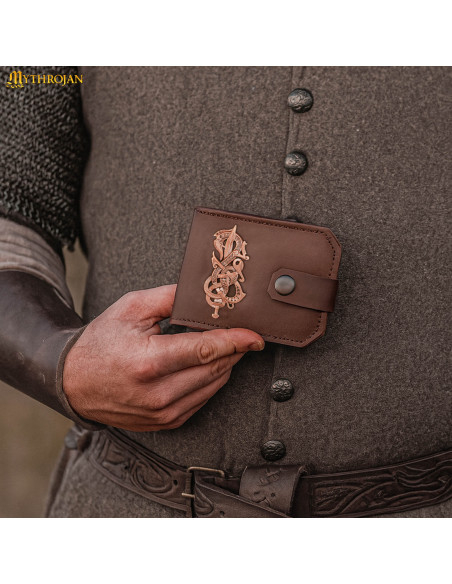 Leather wallet with cast bronze... Leather wallet with cast bronze...