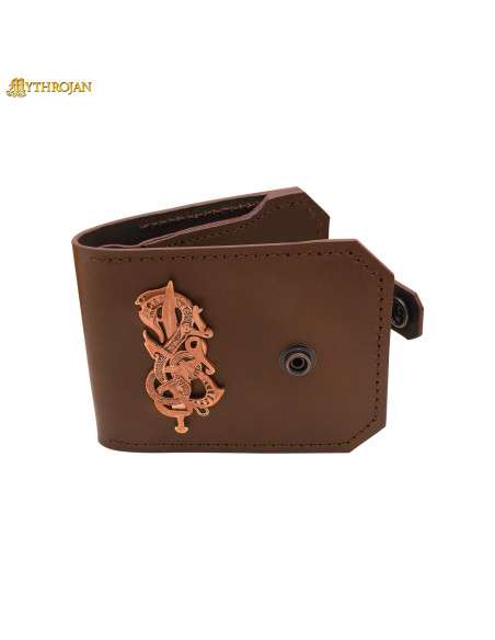 Leather wallet with cast bronze... Leather wallet with cast bronze...