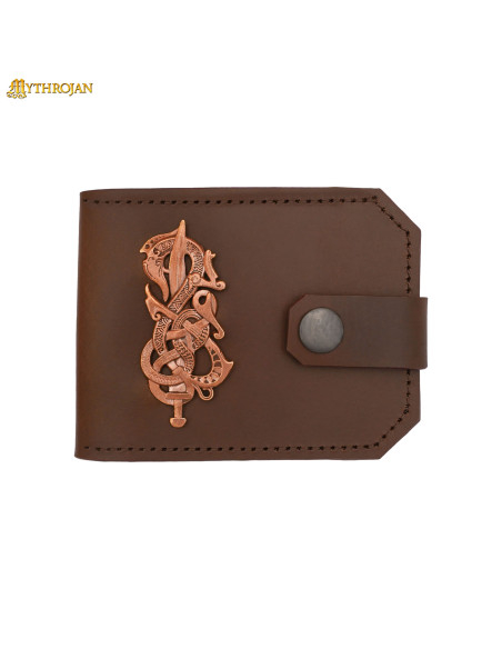 Leather wallet with cast bronze... Leather wallet with cast bronze...