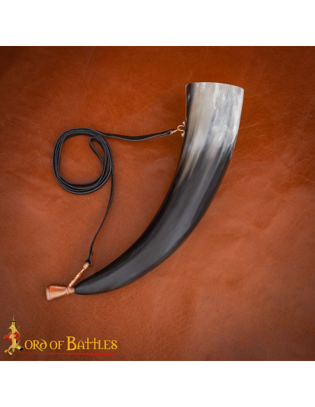 Authentic Medieval Horn with Brass... Authentic Medieval Horn with Brass...